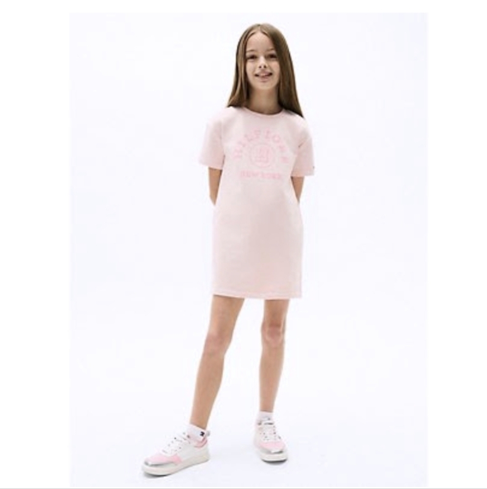 Tommy Hilfiger Kids' Varsity Logo T-Shirt Dress (Pink) Size 2-3